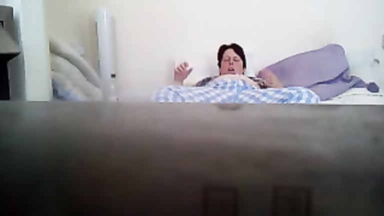 Chubby wife hidden masturbation on the big bed