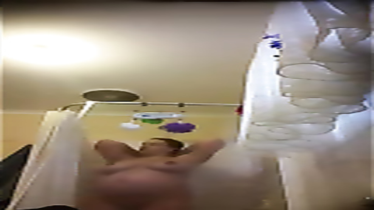 Someone's fat wife gets caught on tape taking a quick shower