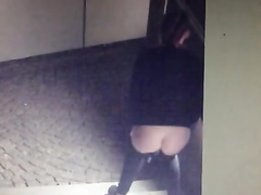 Good looking maid pees while her friend stands on guard