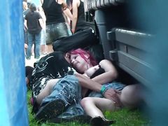 Drunk punks caught copulating outdoors behind two trucks