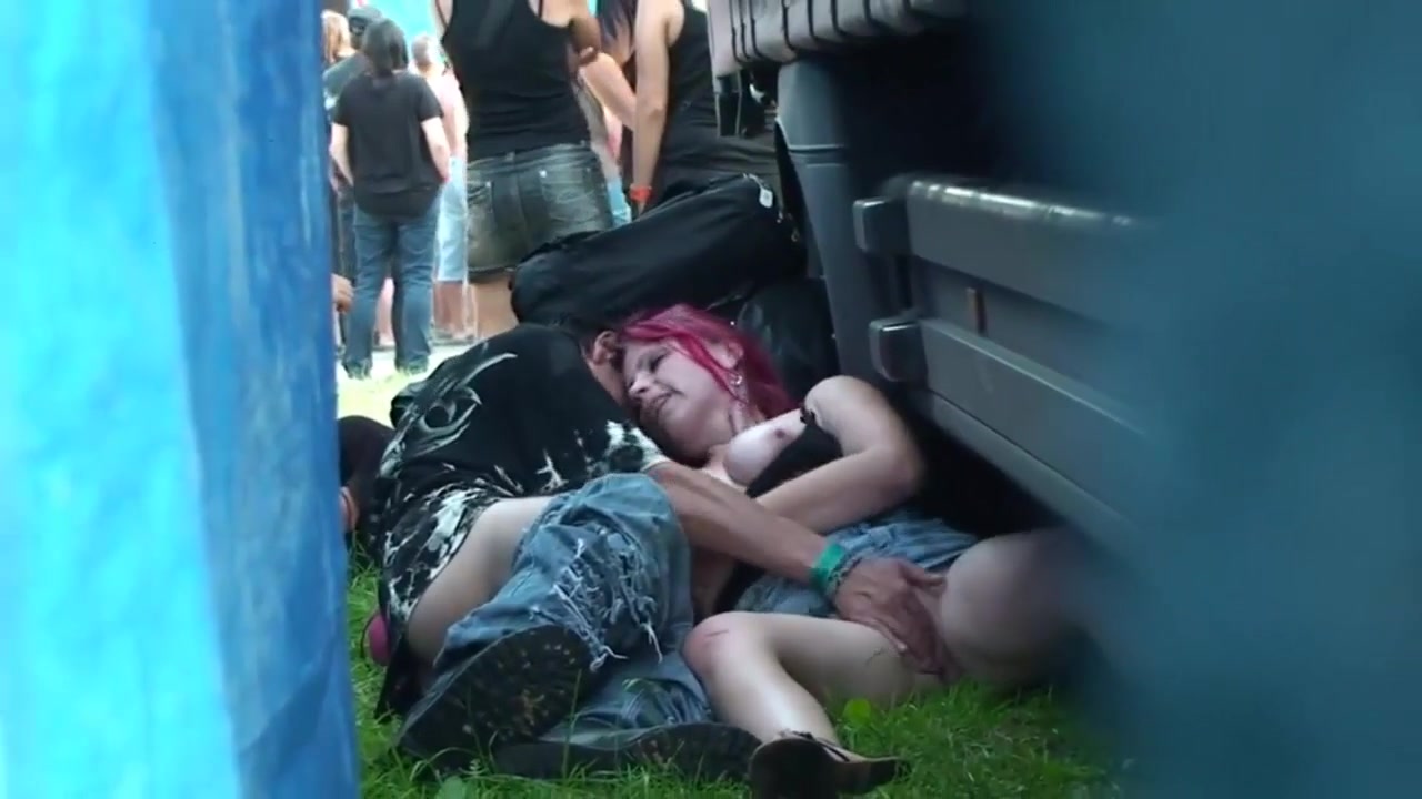 Drunk punks caught copulating outdoors behind two trucks voyeurstyle