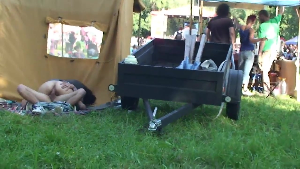 Horny fans copulating really hard during an outdoor rock festival voyeurstyle