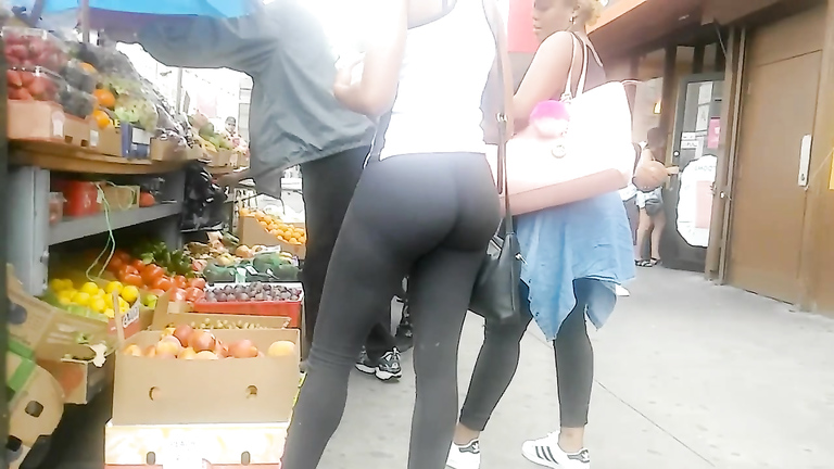 Smokin' black cutie with a big butt wears really tight sweatpants