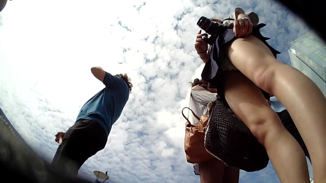 Beautiful traveler reveals her underwear to a well-hidden camera voyeurstyle image