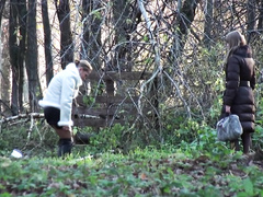 Russian hookers ends up pissing in the middle of the woods