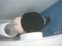 Saucy bimbos get taped urinating in the public toilet