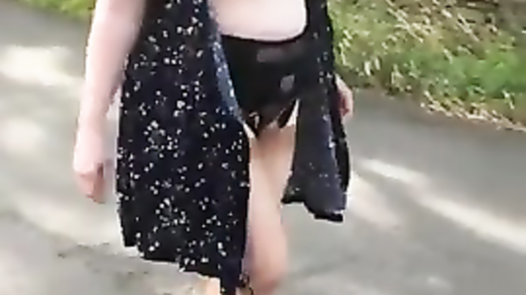 Gorgeous sexy lady loves walking outdoors