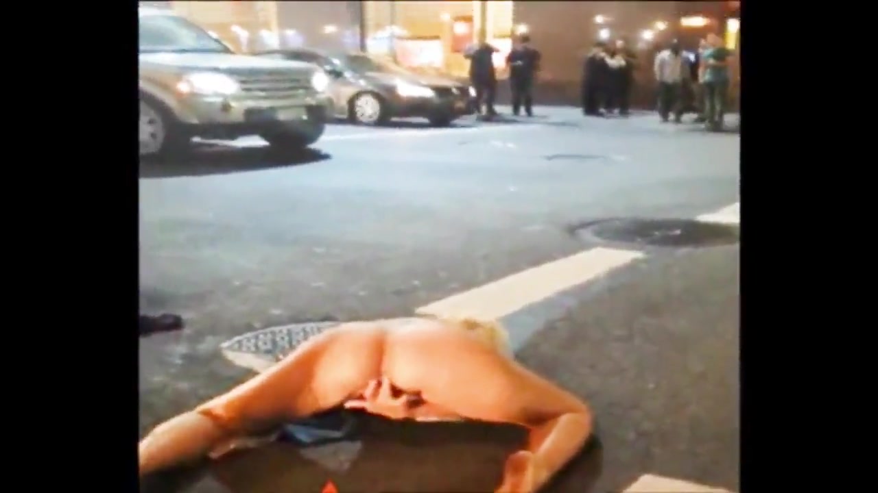 Naked drunk woman in the street voyeurstyle image image