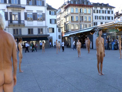 Nude performance art in European public square
