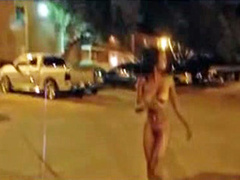Black girl walks naked through the neighborhood