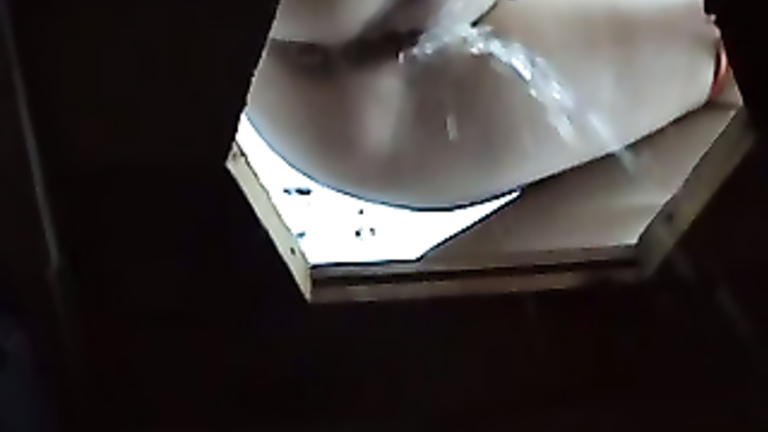 Watch her pussy peeing as I film from below