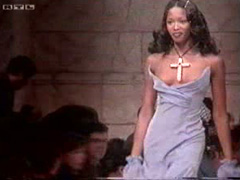 Black supermodel has a nipple slip on the runway