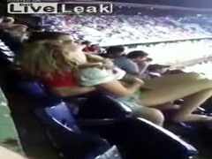 Girlfriend fingered at the ball game by her man