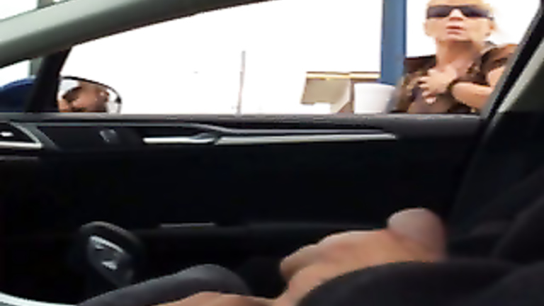 Public exposure of his boner in the car