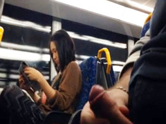 Masturbating on the train to a cute Asian girl