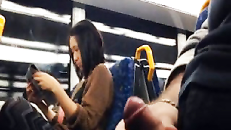 Masturbating on the train to a cute Asian girl