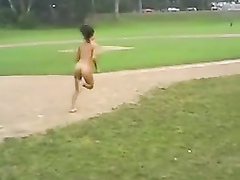 My girl lost a bet and runs naked around the baseball diamond