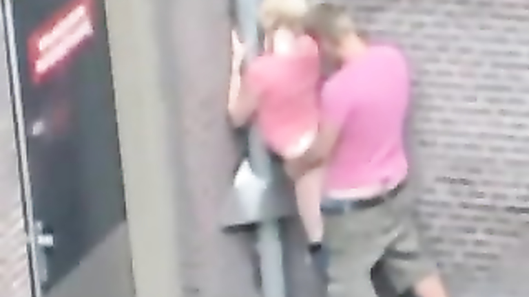 Couple has a quick doggystyle sex on a public street