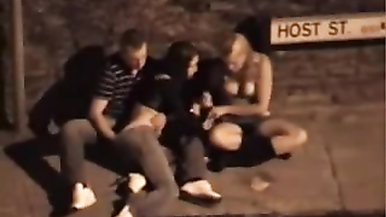 Drunken party girl gets fingered on the street voyeurstyle image picture