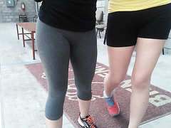 Her yoga pants were so tight, that we could see her crotch area