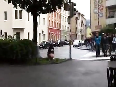 Urinating in the center of the town