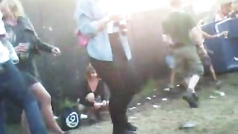 Lots of public pissing at a music festival voyeurstyle