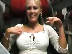 Milf gives a blowjob on the bus
