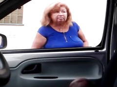 Wanking as old ladies look into his car