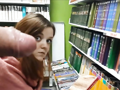 Flashing his cock at the book store