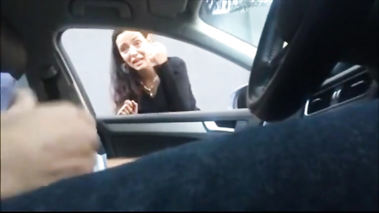 Car wanking as a woman scolds him