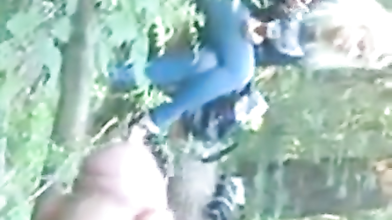 Smoking girls watch him masturbate in the woods