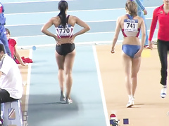 Long jump babe with a great ass in spandex