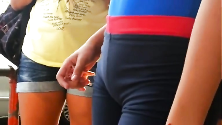 Girls in skintight workout shorts