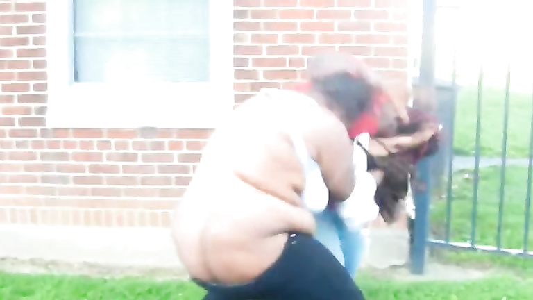 Fat ghetto grannies caught fighting outdoors