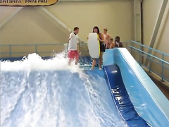 Bouncing big tits at the water park