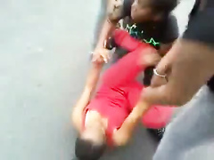 Black maids throwing punches in the street