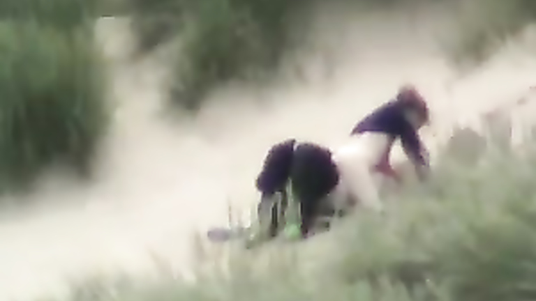 Voyeur sex in the dunes on a breezy day