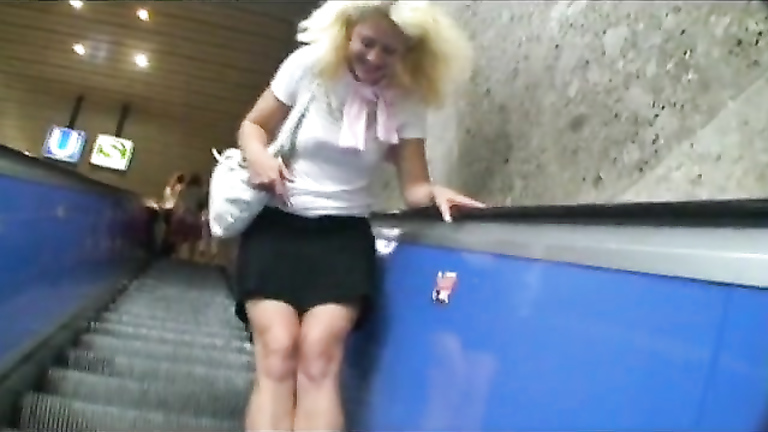 Public urination on an escalator