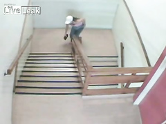 Desperate chick takes a dump on the stairs