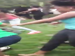 Big brawl with black chicks throwing punches