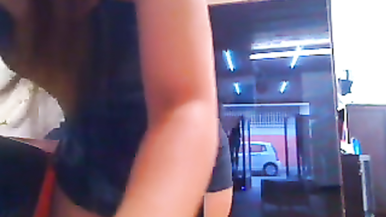 Cashier does a hot webcam show at work