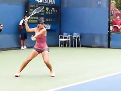 Awesome tennis upskirt on the court