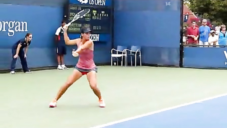 Awesome tennis upskirt on the court