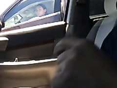 Girl watches me wanking in the car