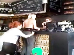 Naughty chick sharking her friend in public