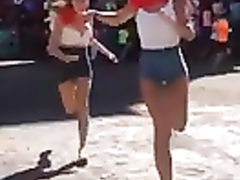 Sexy upskirt at the running of the bulls