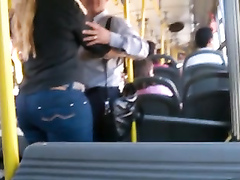 Beautiful big booty in jeans on the bus