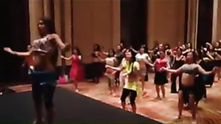 Belly dancing class with hot body women