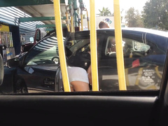 Beautiful female ass at the gas station