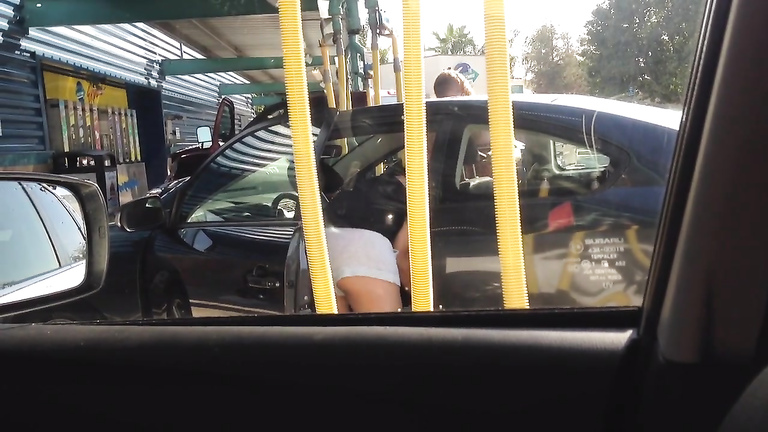 Beautiful female ass at the gas station
